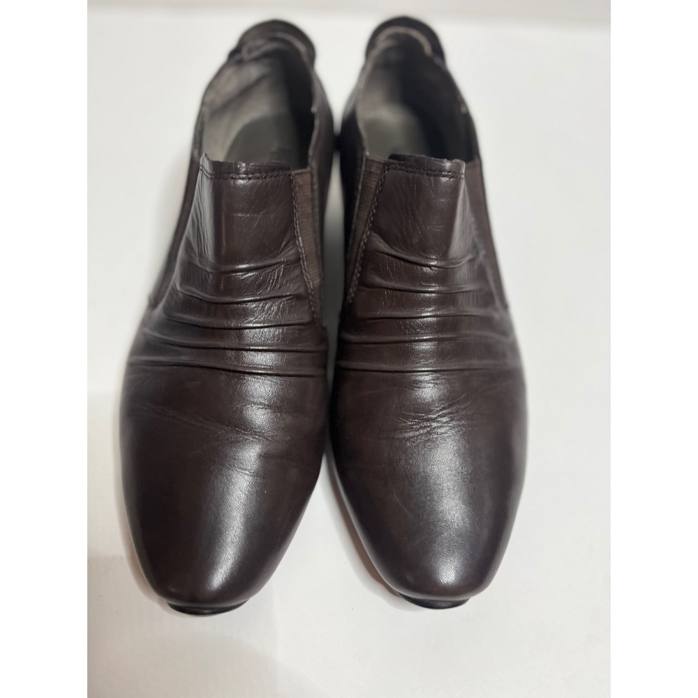 Josef Seibel Leather Ankle Boots Brown Ruched Comfort Heel Booties 40